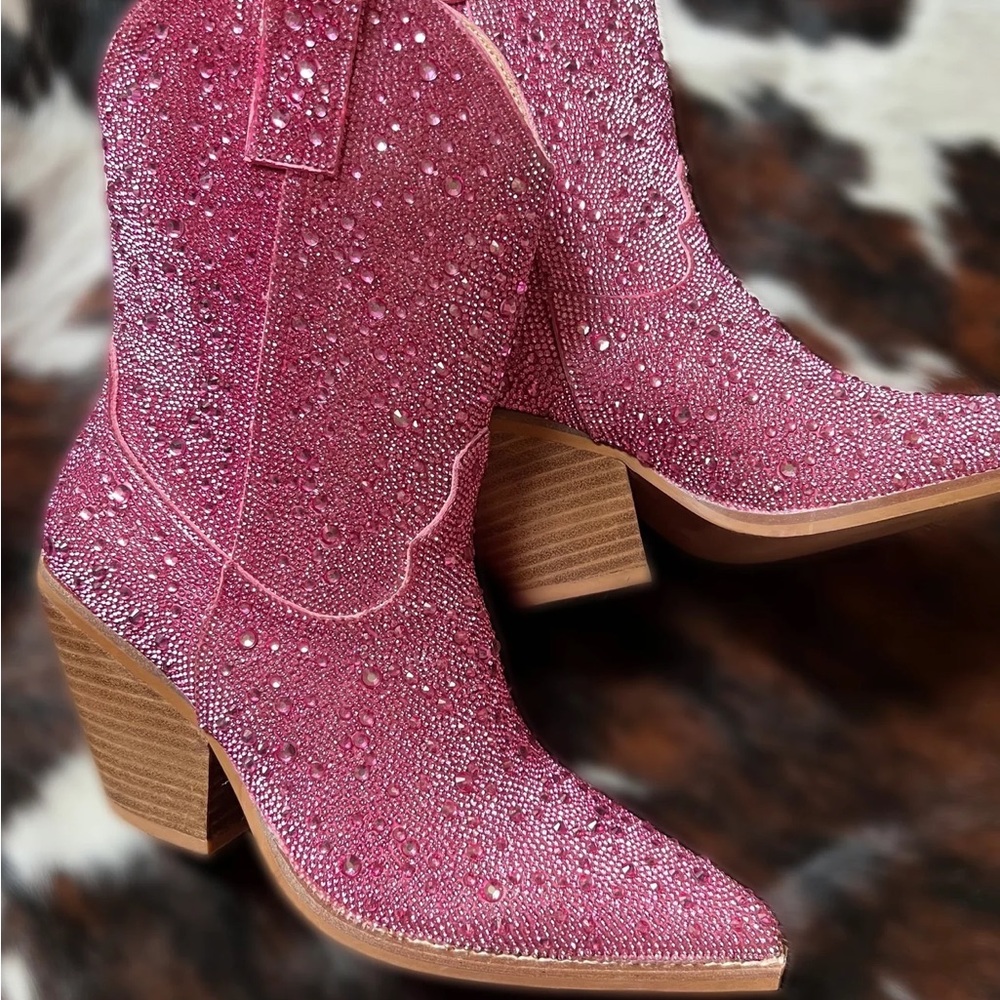 Pink Rhinestone Western Boots